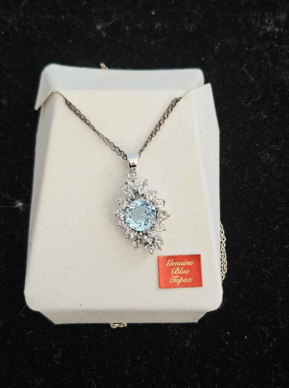 Blue Topaz Pendant Necklace - Genuine Blue Topaz